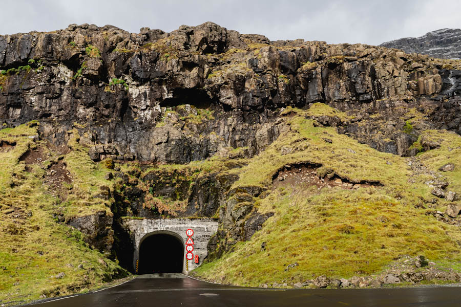 Entrance of a car tunnel in the faroe islands, Denmark